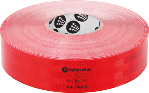 Reflectietape Reflexallen geseald rood 50 mm hard, rol a 50 M