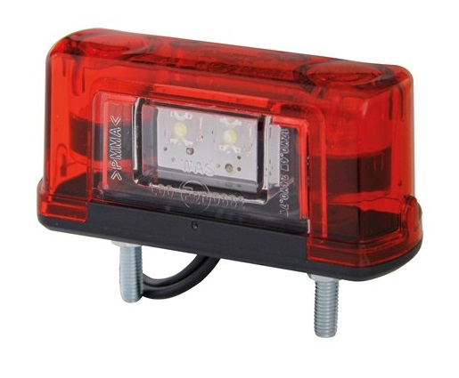 Kentekenlamp Was rood huis rechthoek led 12/24V