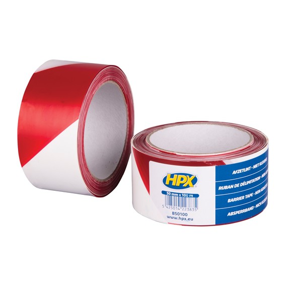 Afzetlint rood/wit 50 mm lengte 100 meter